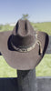 Western Cattleman style Premium Wool Hat in Chocolate Leather cording with Snakeskin Hat Band Decorated Cowboy Hat Cowgirl Hat