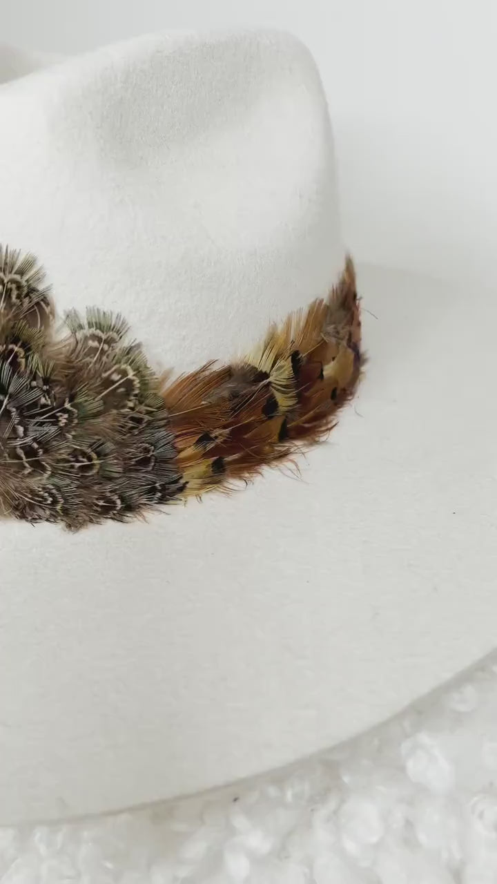 Retro Look Western Style Feather Hat Band with genuine Turquoise Stone Cowboy Hat Band, Cowgirl Hat Band